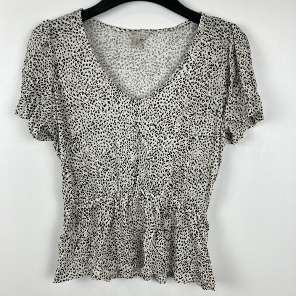 Lucky Brand Leopard Peplum Tee